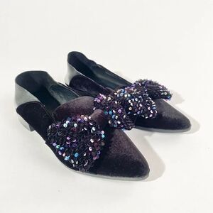 Shellys of London velvet loafer with sequin bow